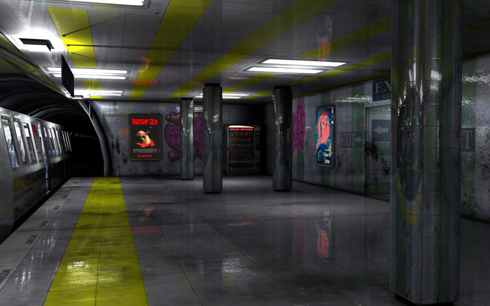 Snail Metro - Low Poly Metro Underground Station Low-poly 3D model_21
