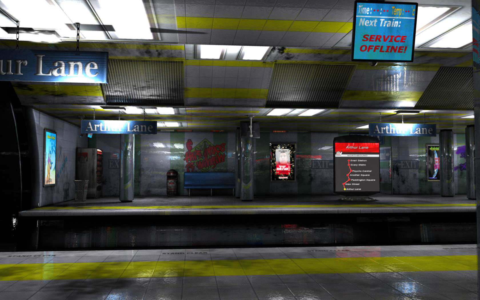 Snail Metro - Low Poly Metro Underground Station Low-poly 3D model_22
