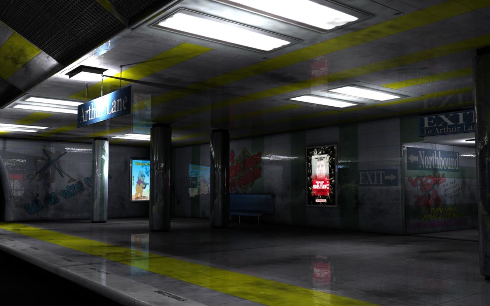 Snail Metro - Low Poly Metro Underground Station Low-poly 3D model_13