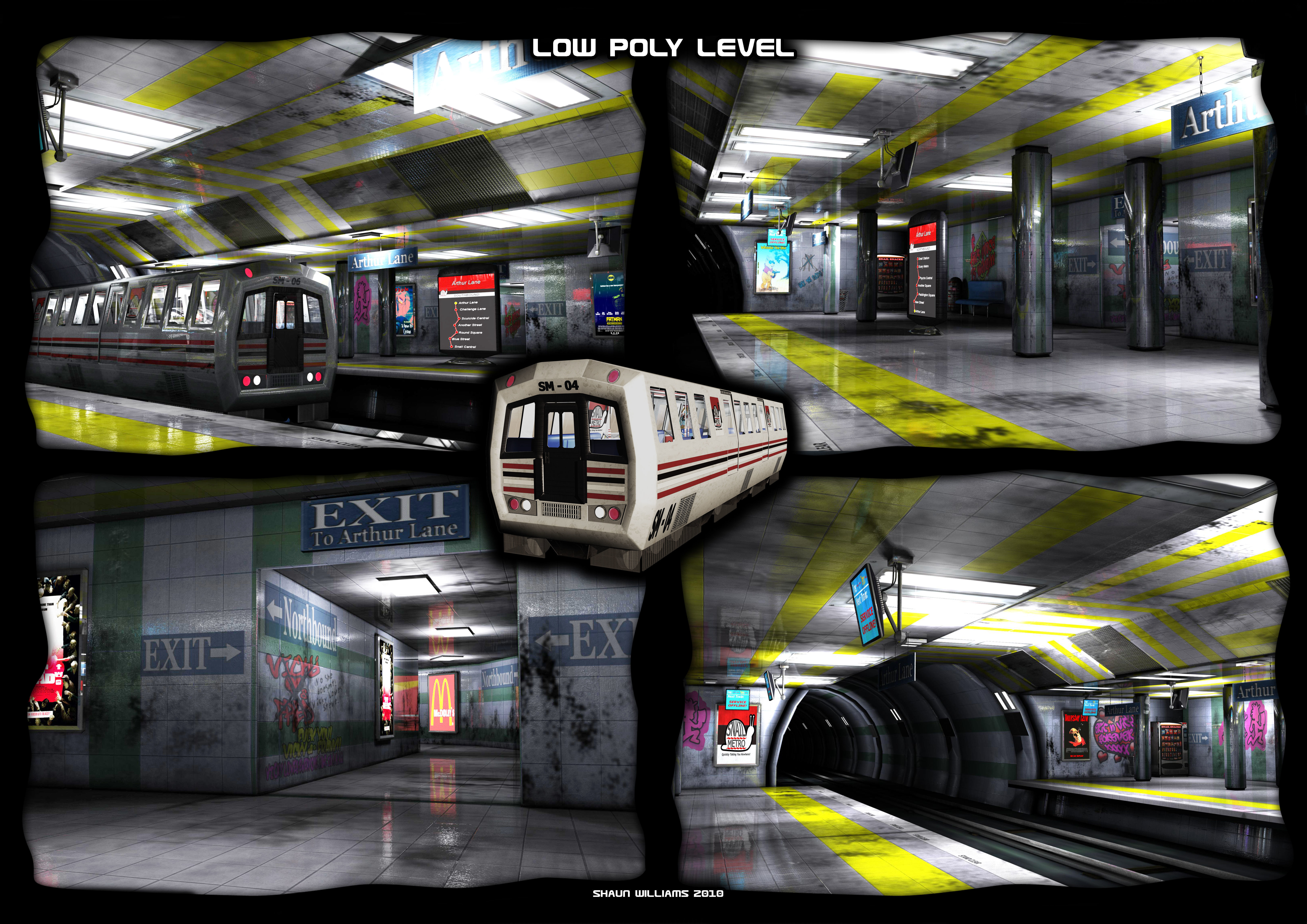 Snail Metro - Low Poly Metro Underground Station Low-poly 3D model_3