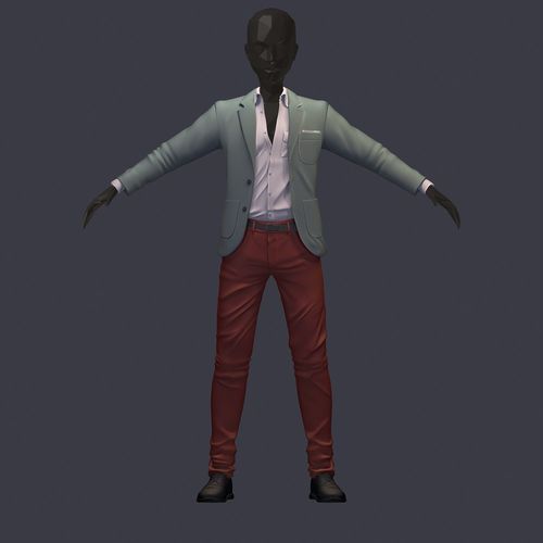subdivision 3d model avatar cost shirt pants hipster 3 Low-poly 3D model