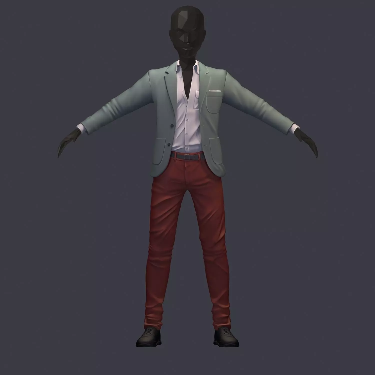 subdivision 3d model avatar cost shirt pants hipster 3 Low-poly 3D model_0