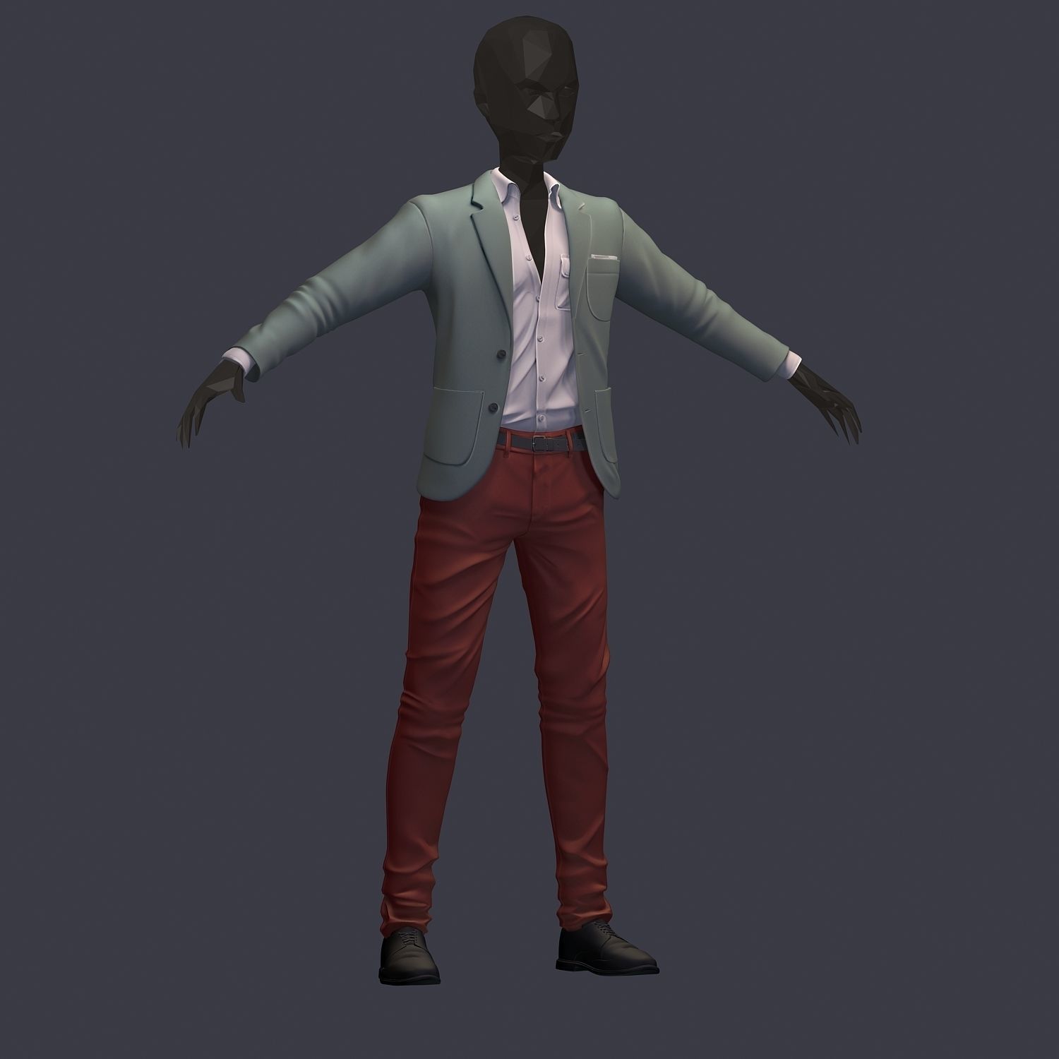 subdivision 3d model avatar cost shirt pants hipster 3 Low-poly 3D model_1
