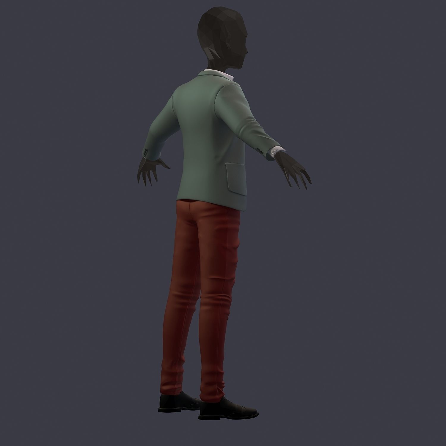 subdivision 3d model avatar cost shirt pants hipster 3 Low-poly 3D model_3