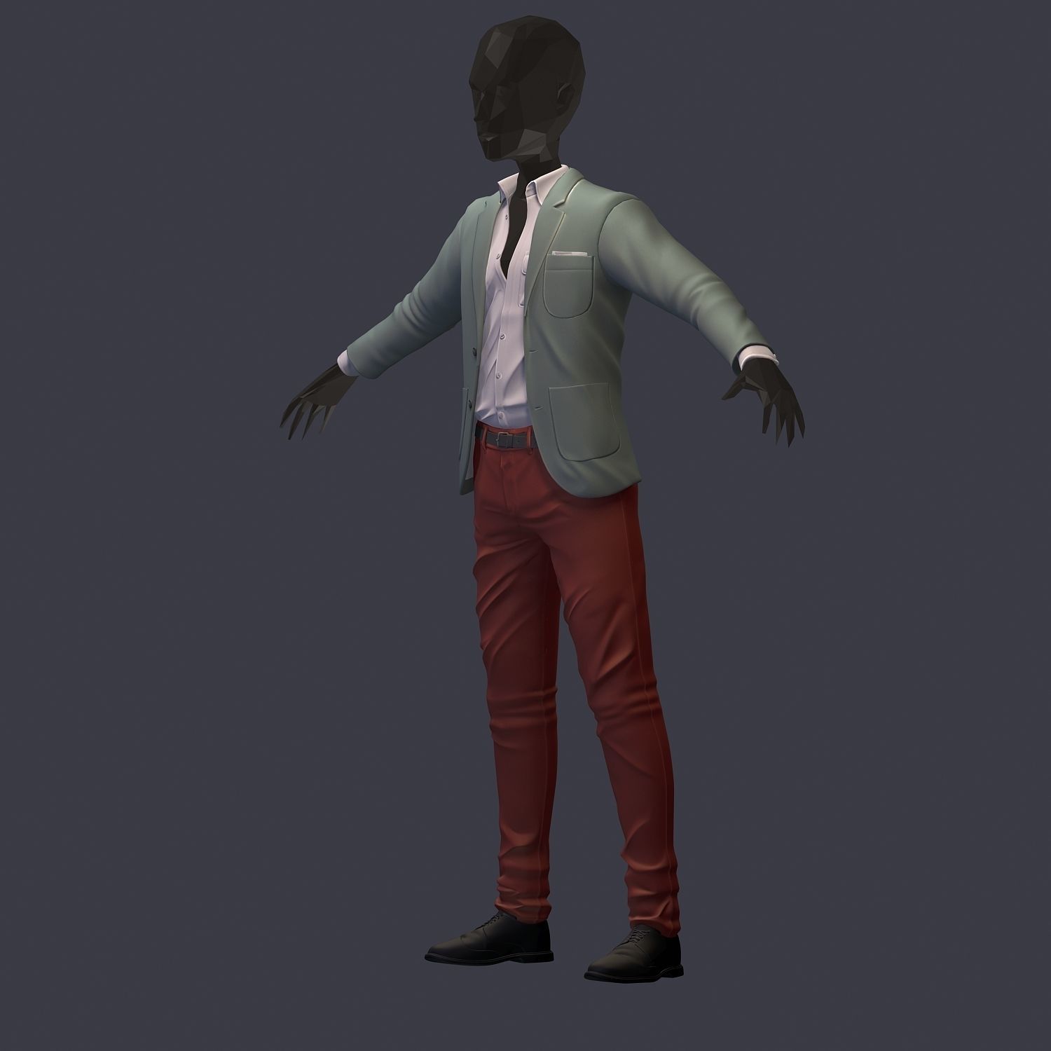 subdivision 3d model avatar cost shirt pants hipster 3 Low-poly 3D model_7