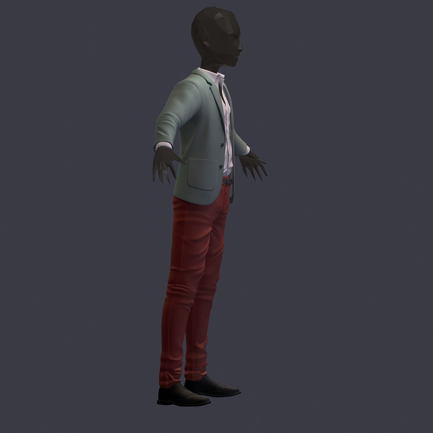 subdivision 3d model avatar cost shirt pants hipster 3 Low-poly 3D model_2