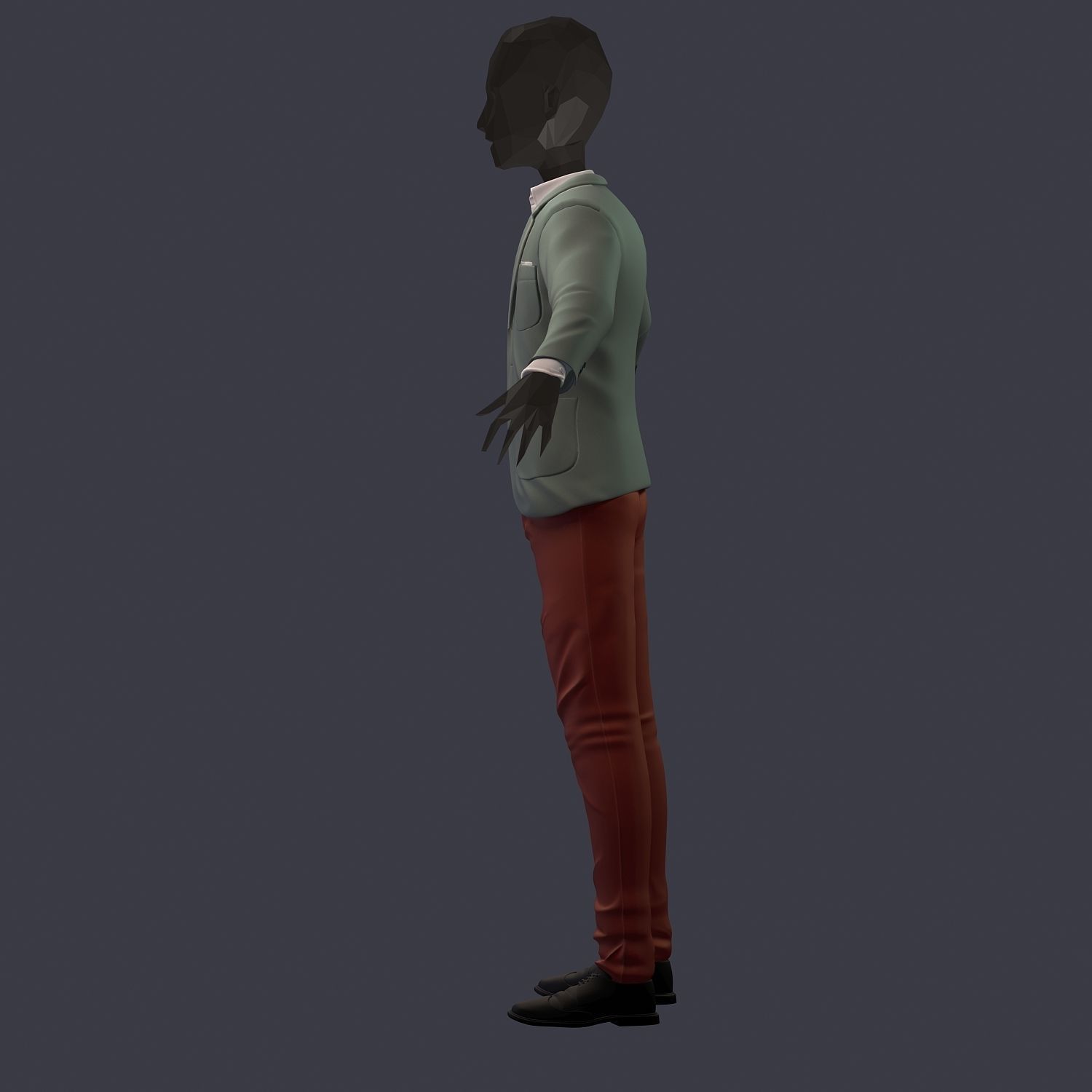subdivision 3d model avatar cost shirt pants hipster 3 Low-poly 3D model_6
