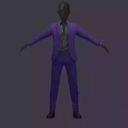 subdivision 3d model avatar cost shirt pants lilas black Low-poly 3D model