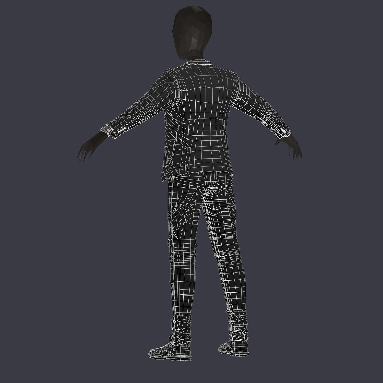 subdivision 3d model avatar cost shirt pants lilas white Low-poly 3D model_14