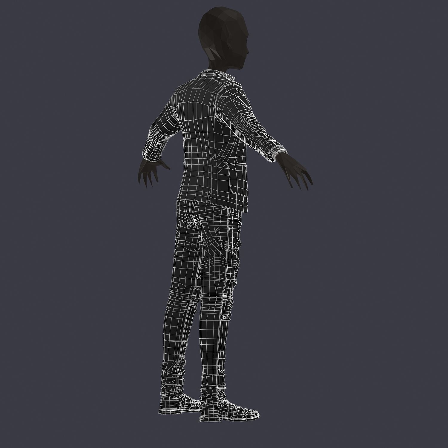 subdivision 3d model avatar cost shirt pants lilas white Low-poly 3D model_12