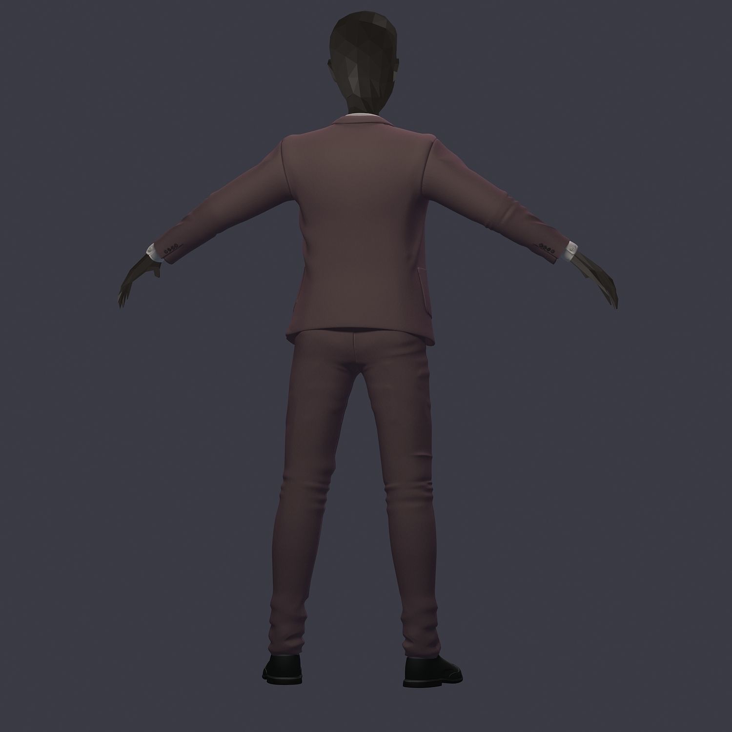 subdivision 3d model avatar cost shirt pants lilas white Low-poly 3D model_4