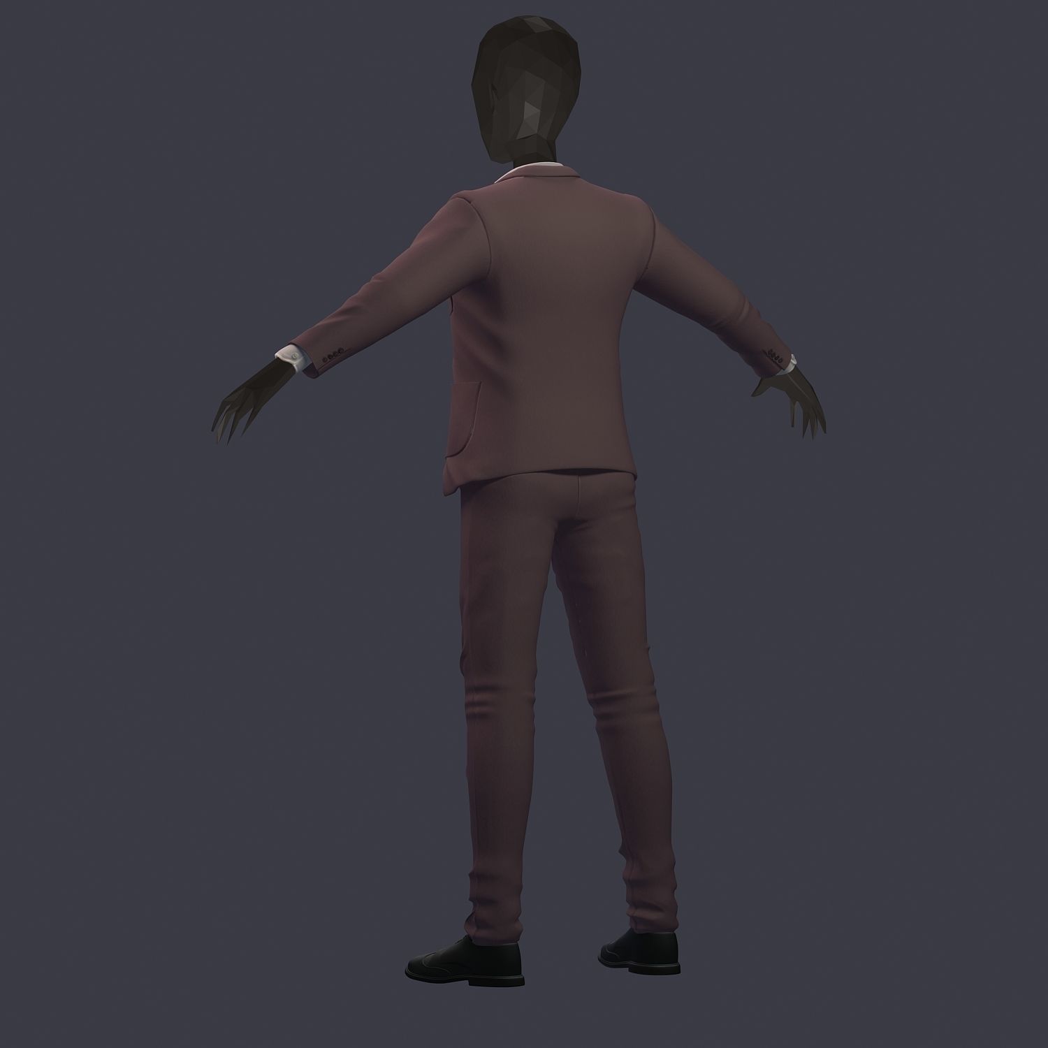 subdivision 3d model avatar cost shirt pants lilas white Low-poly 3D model_5