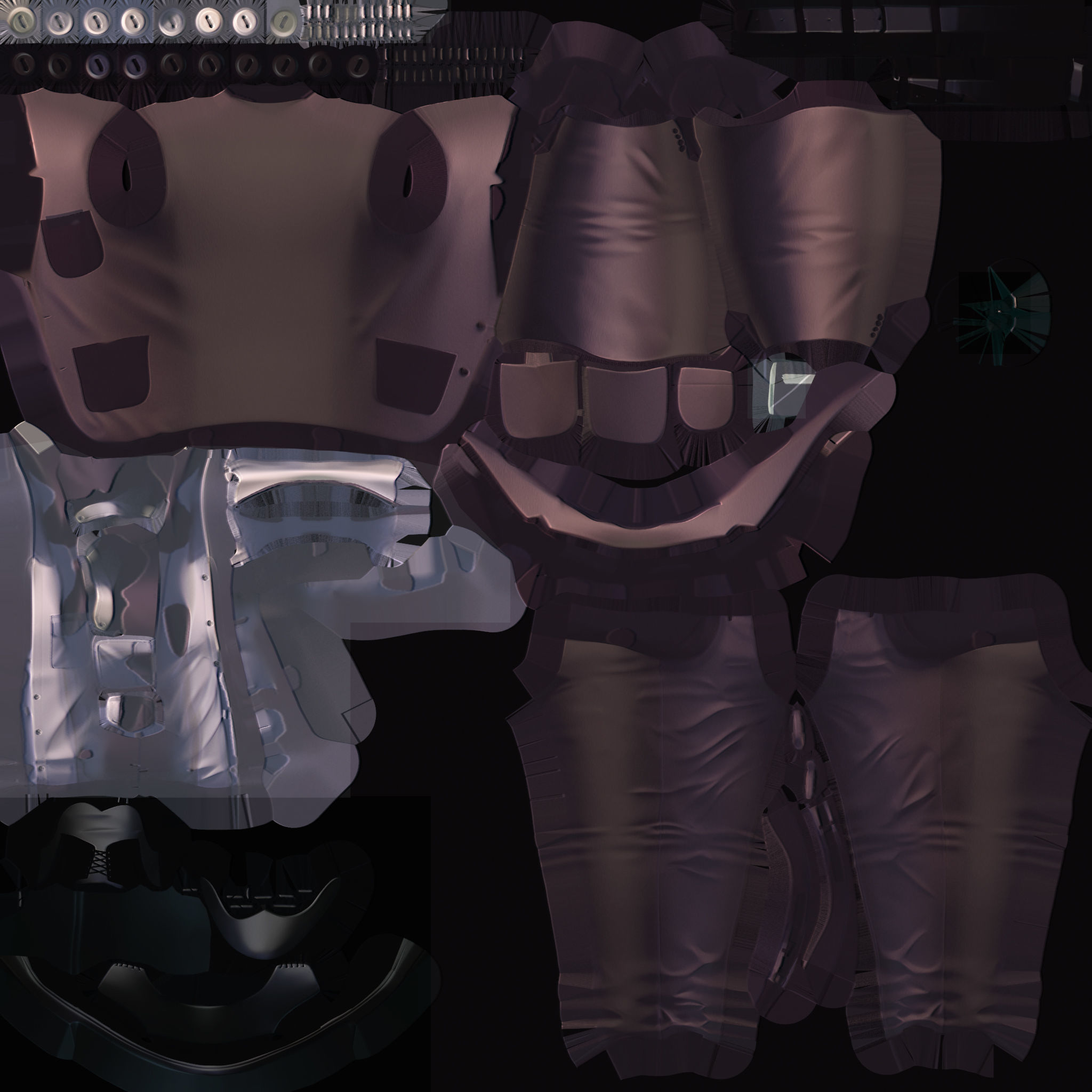 subdivision 3d model avatar cost shirt pants lilas white Low-poly 3D model_16