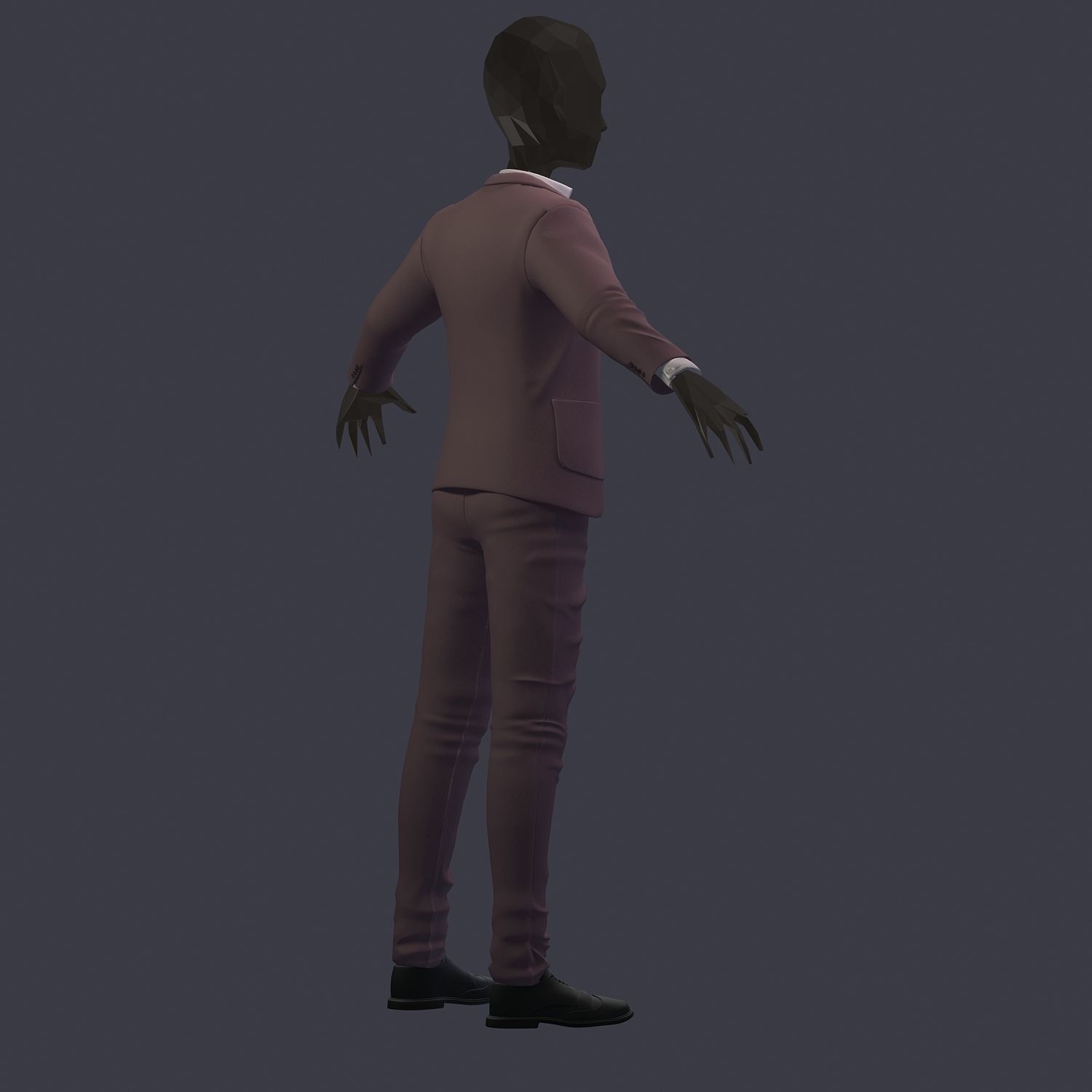 subdivision 3d model avatar cost shirt pants lilas white Low-poly 3D model_3