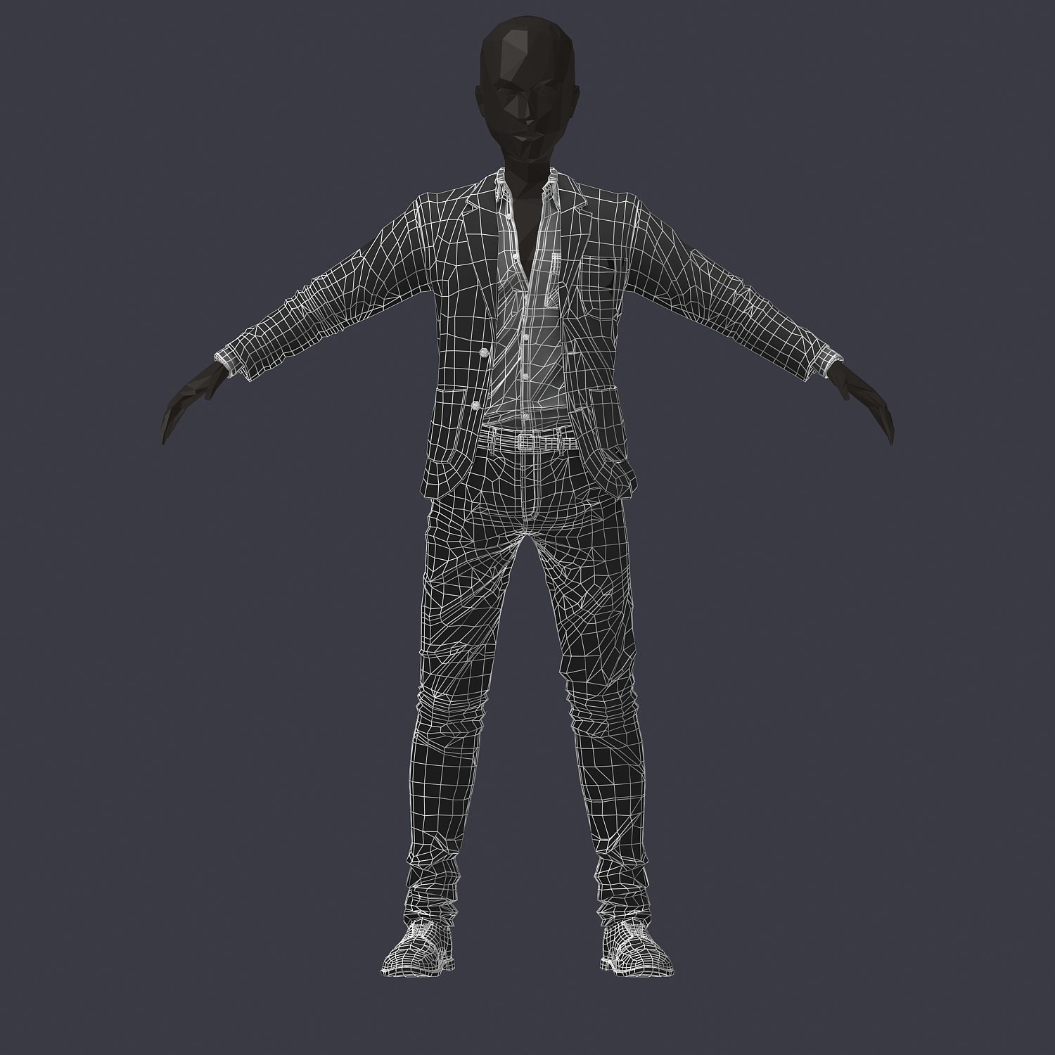 subdivision 3d model avatar cost shirt pants lilas white Low-poly 3D model_8