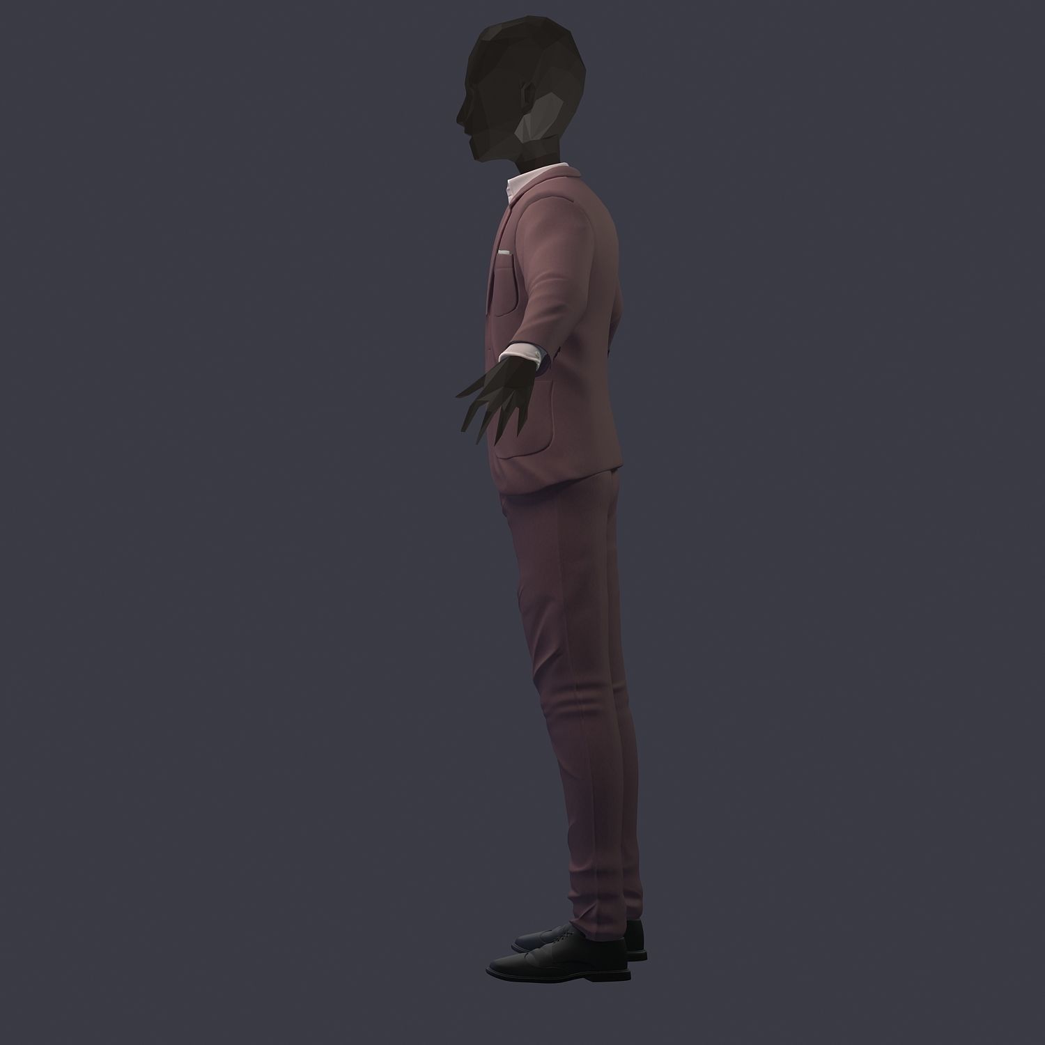 subdivision 3d model avatar cost shirt pants lilas white Low-poly 3D model_6