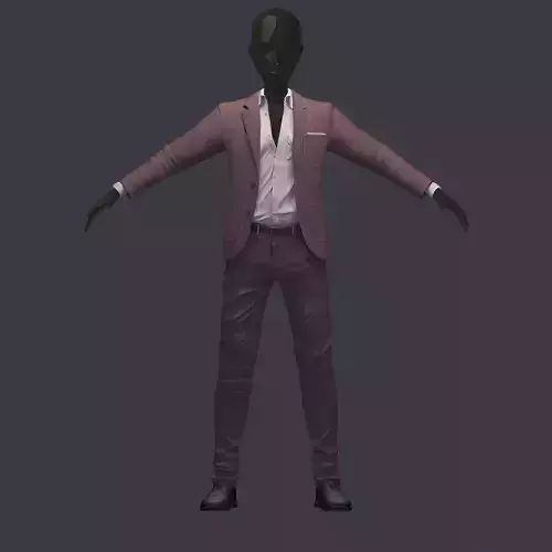 subdivision 3d model avatar cost shirt pants lilas white Low-poly 3D model
