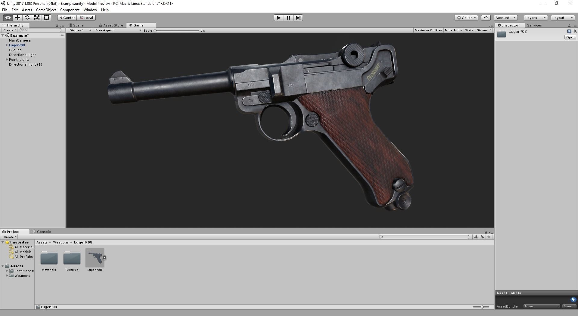 PBR Luger P08 Low-poly 3D model_7