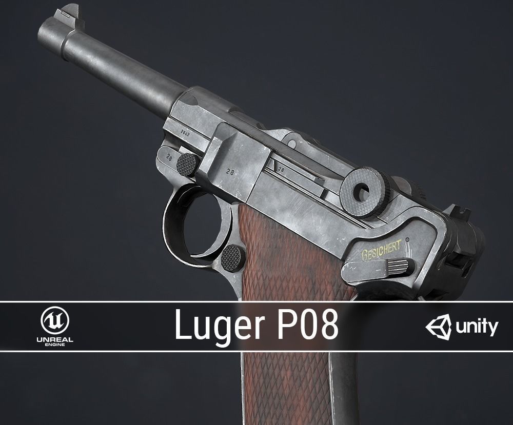PBR Luger P08 Low-poly 3D model_0