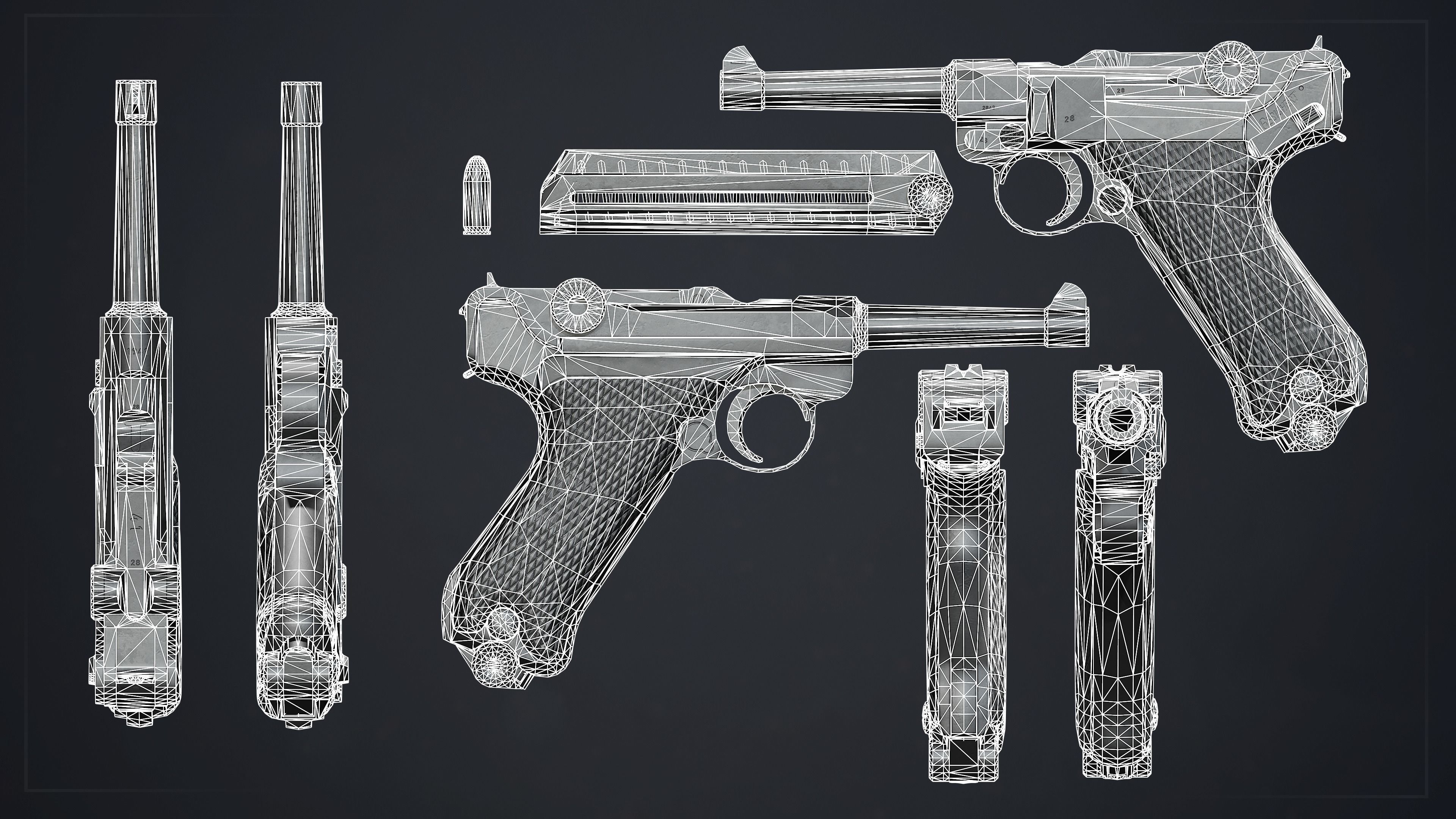 PBR Luger P08 Low-poly 3D model_8