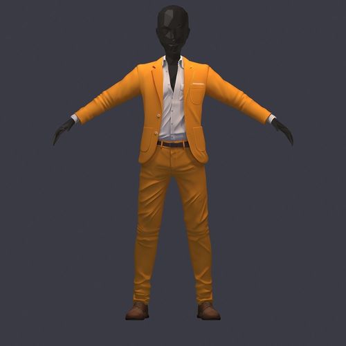 subdivision 3d model avatar cost shirt pants orange Low-poly 3D model