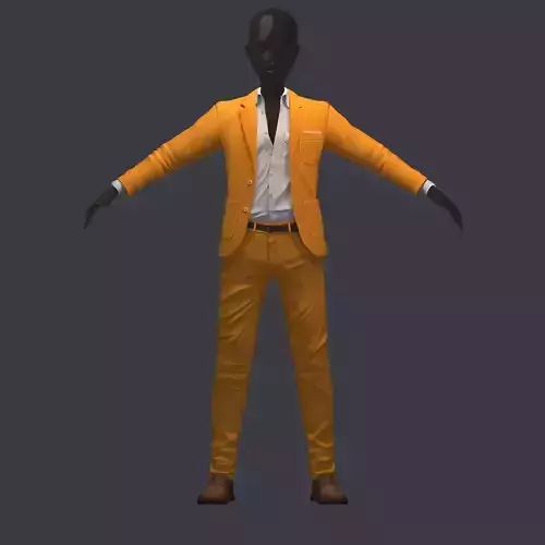 subdivision 3d model avatar cost shirt pants orange Low-poly 3D model