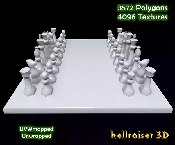 Chess pieces Low-poly 3D model