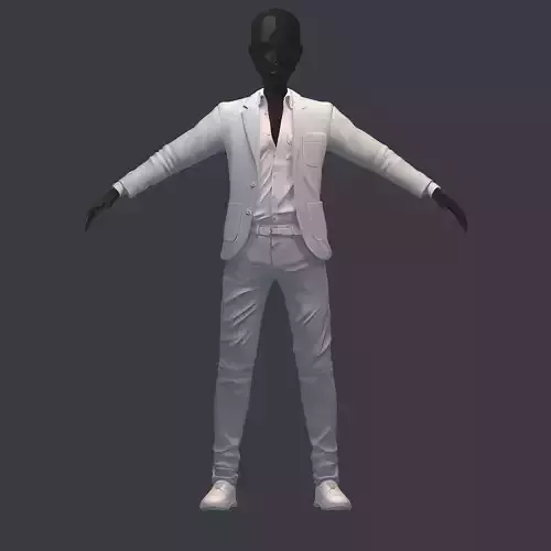 subdivision 3d model avatar cost shirt pants white Low-poly 3D model