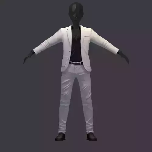 subdivision 3d model avatar cost shirt pants white black Low-poly 3D model