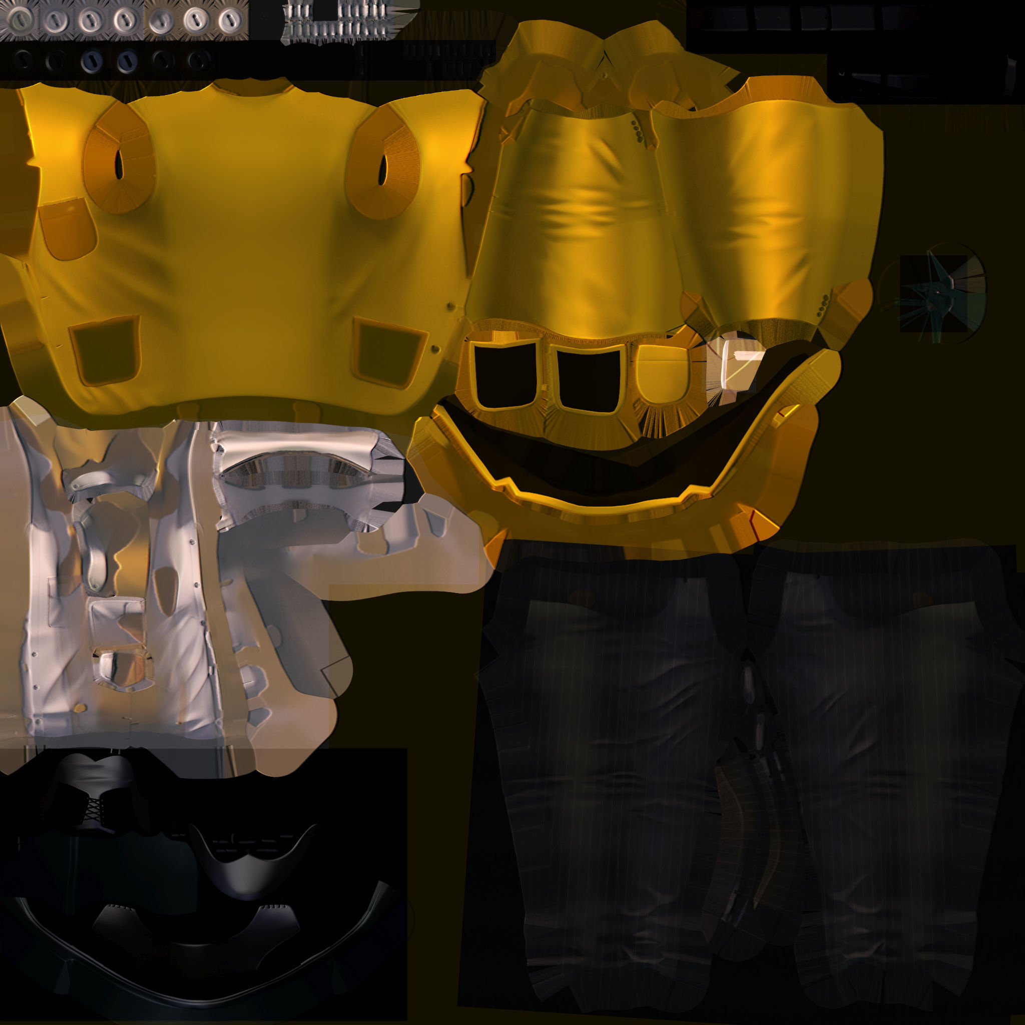 subdivision 3d model avatar cost shirt pants yellow black Low-poly 3D model_16