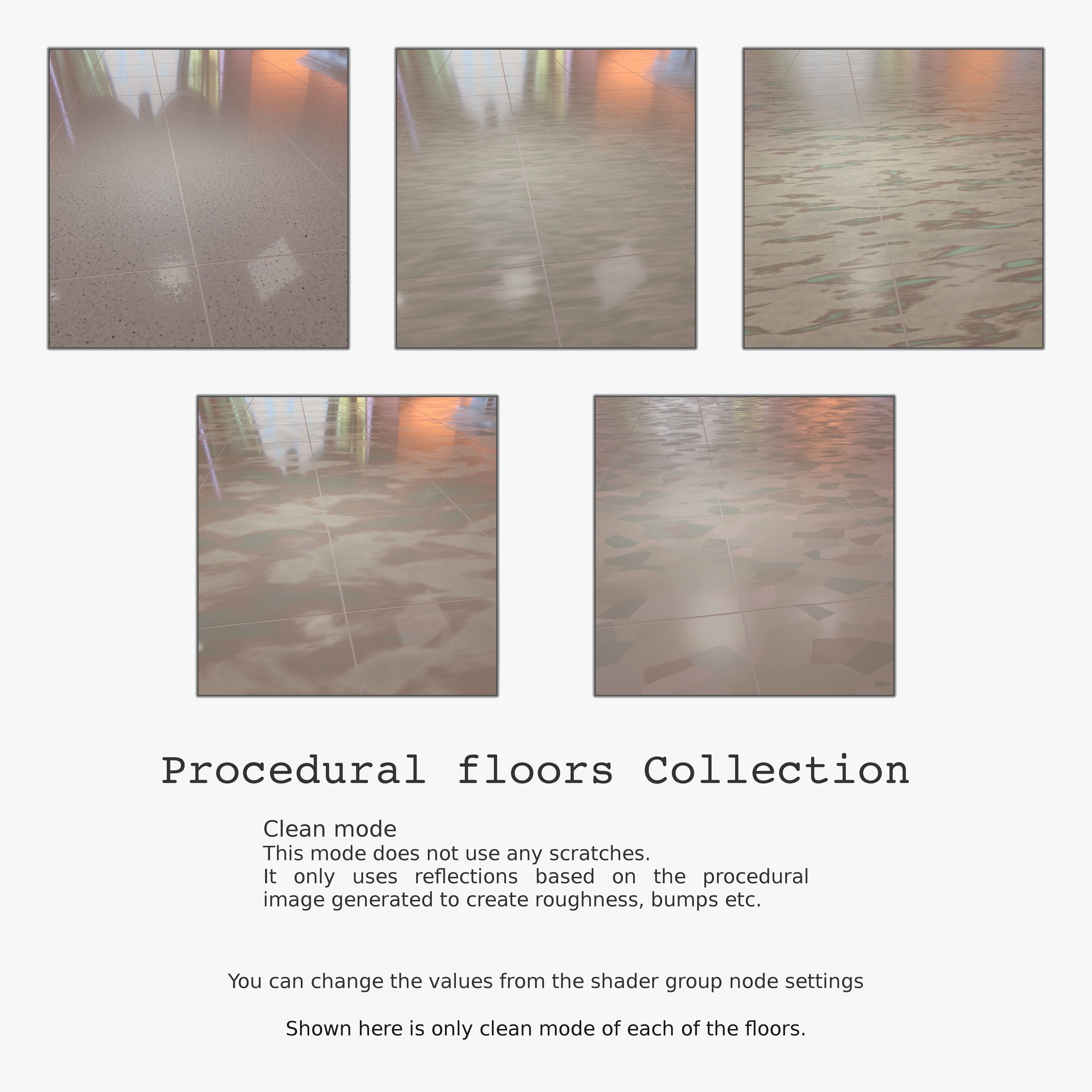 Floor with 5 procedural floor shaders 3D model_1