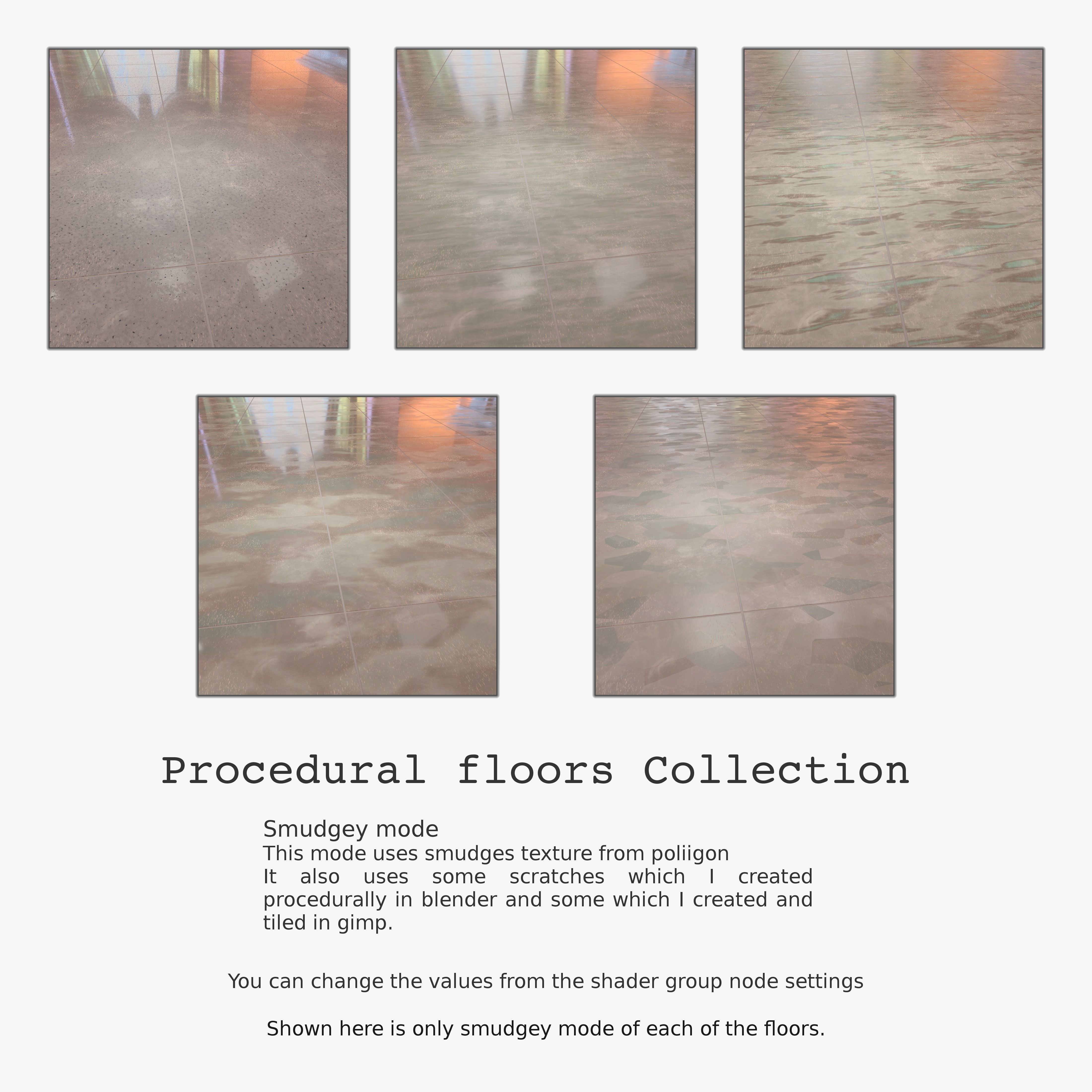 Floor with 5 procedural floor shaders 3D model_4