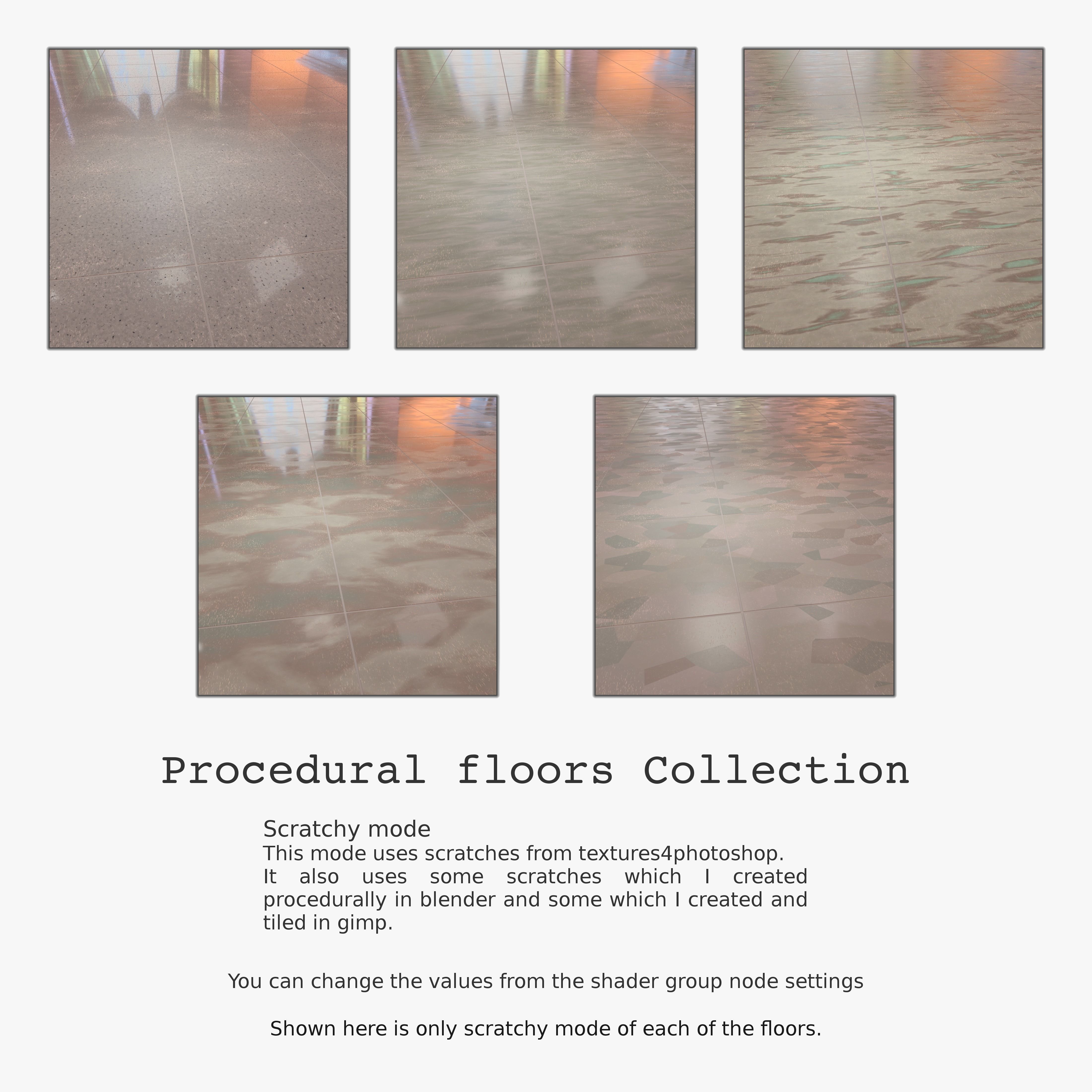 Floor with 5 procedural floor shaders 3D model_3