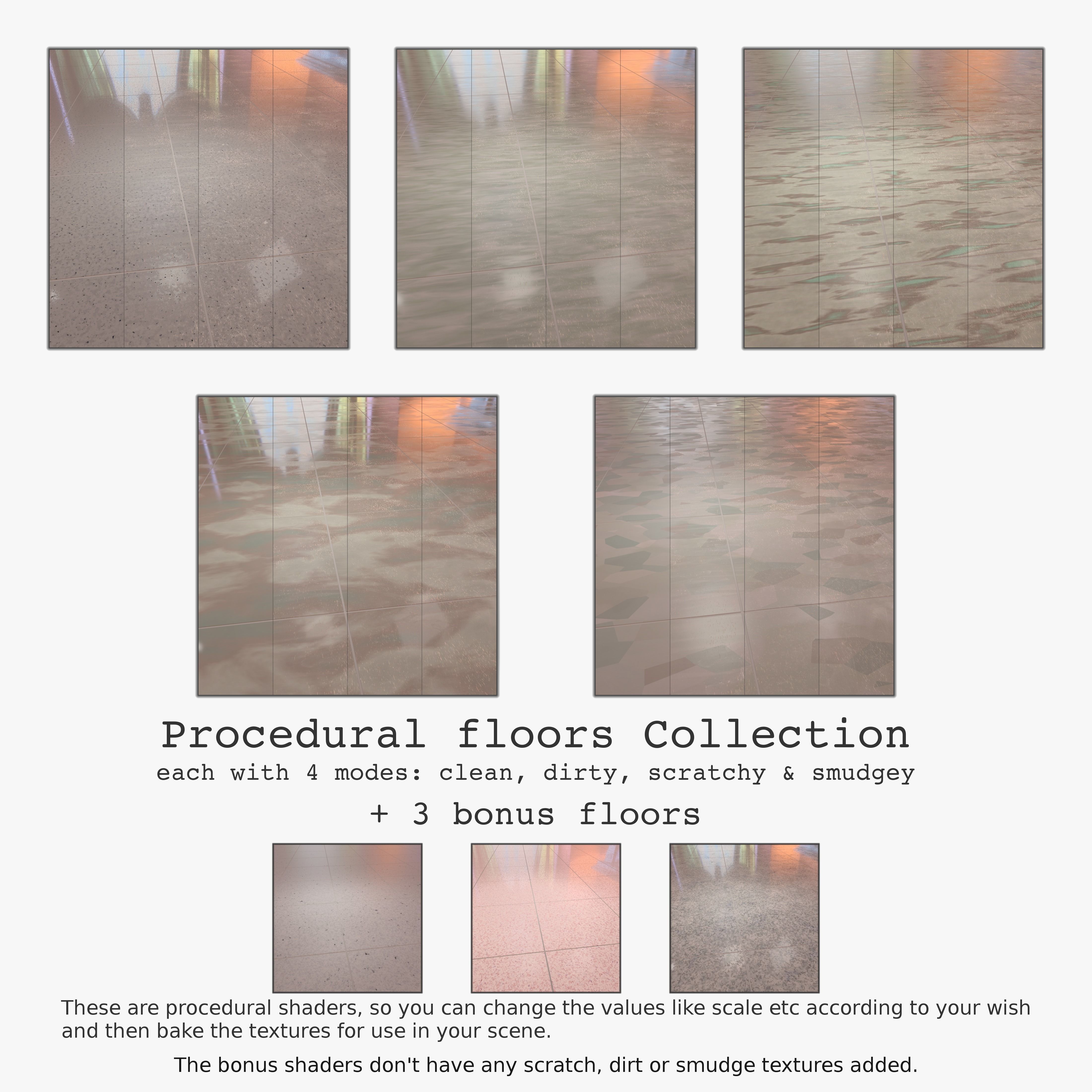 Floor with 5 procedural floor shaders 3D model_0