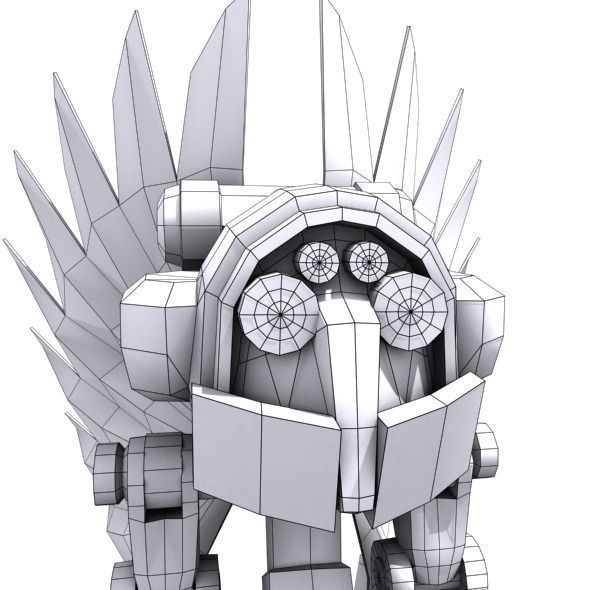 Future robot Low-poly 3D model_11