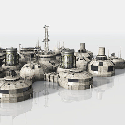 Modular Moon And Mars Base Low-poly 3D model_18