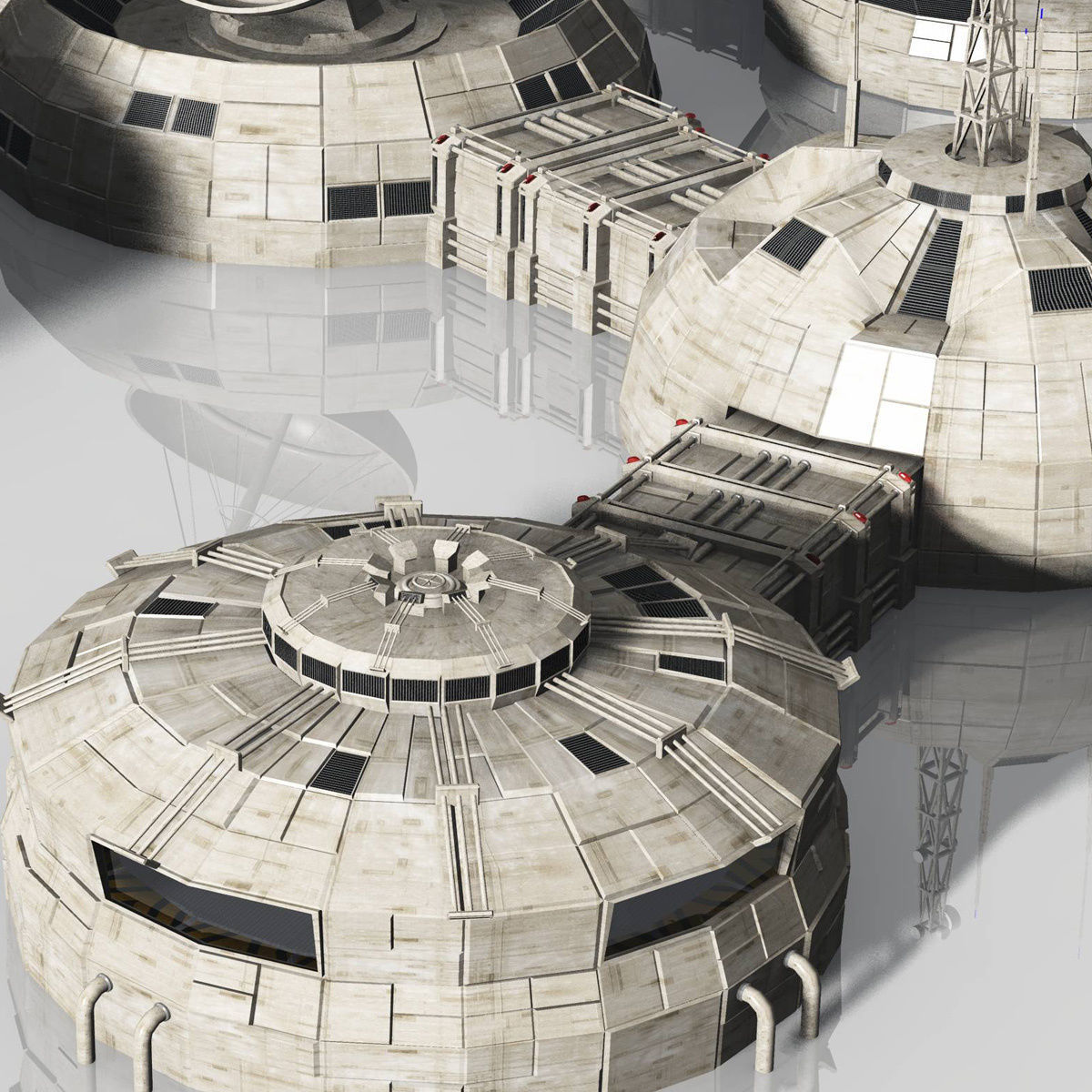 Modular Moon And Mars Base Low-poly 3D model_21