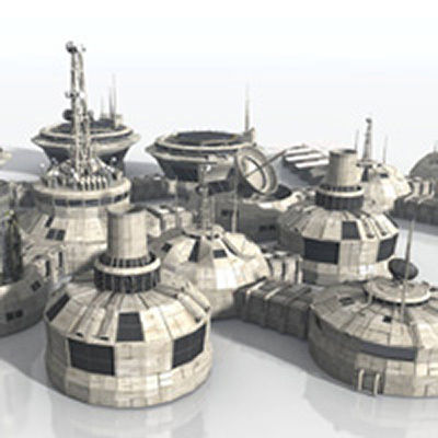 Modular Moon And Mars Base Low-poly 3D model_11