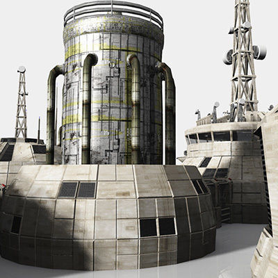 Modular Moon And Mars Base Low-poly 3D model_2