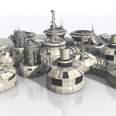 Modular Moon And Mars Base Low-poly 3D model