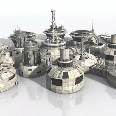 Modular Moon And Mars Base Low-poly 3D model_0