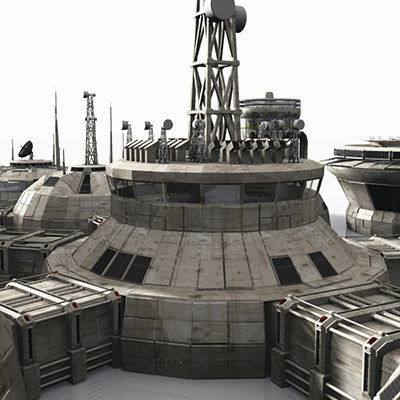 Modular Moon And Mars Base Low-poly 3D model_9