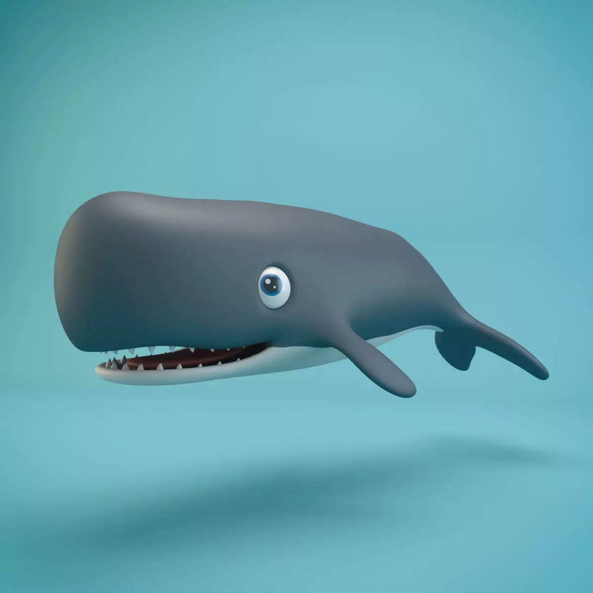 Cartoon Whale Low-poly 3D model_0
