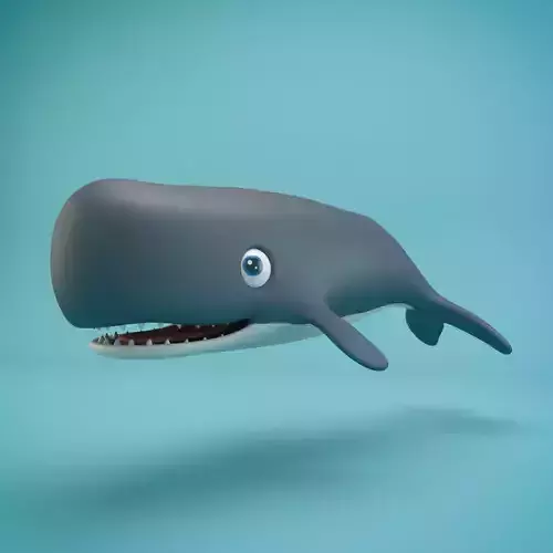 Cartoon Whale Low-poly 3D model