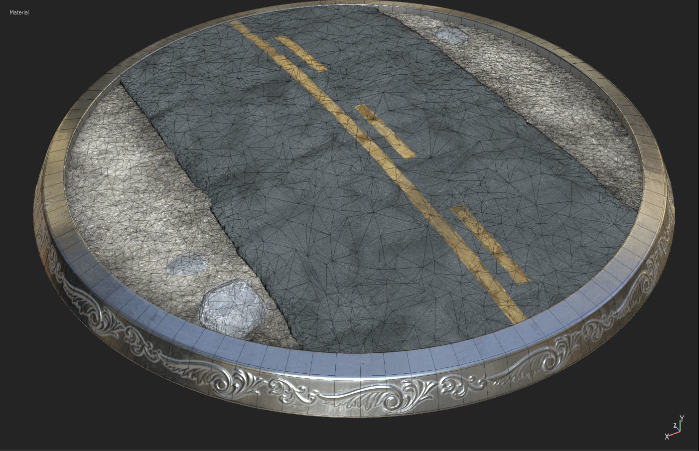 Base Steet Pedestal Low-poly 3D model_5