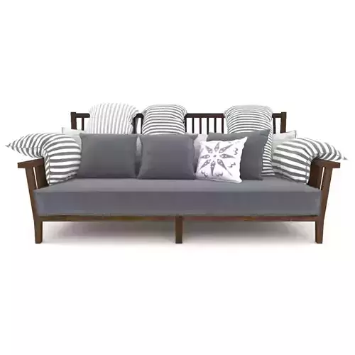 Seat 2 sofa with cushions and pillows