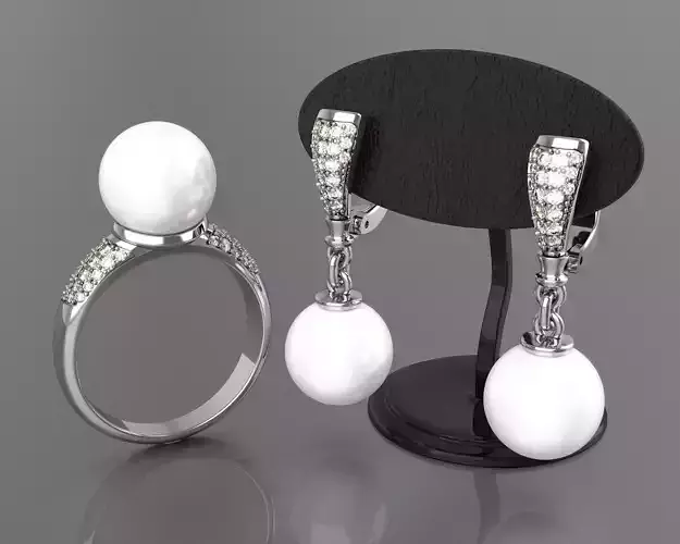 Set Pearl ring and earrings