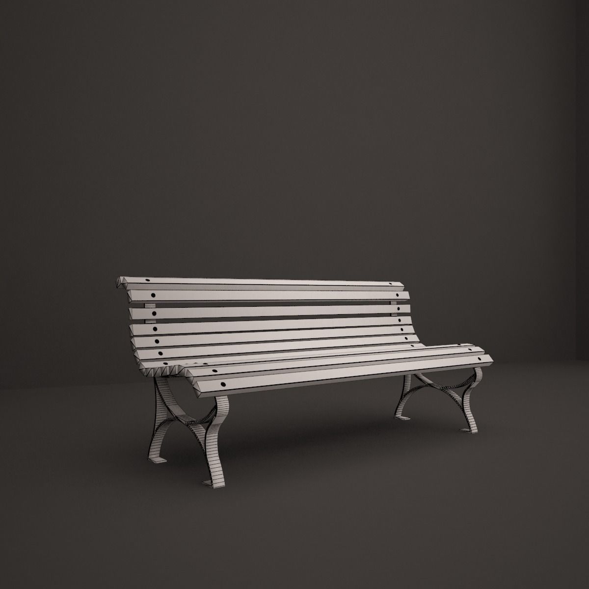 bench park 3D model_7