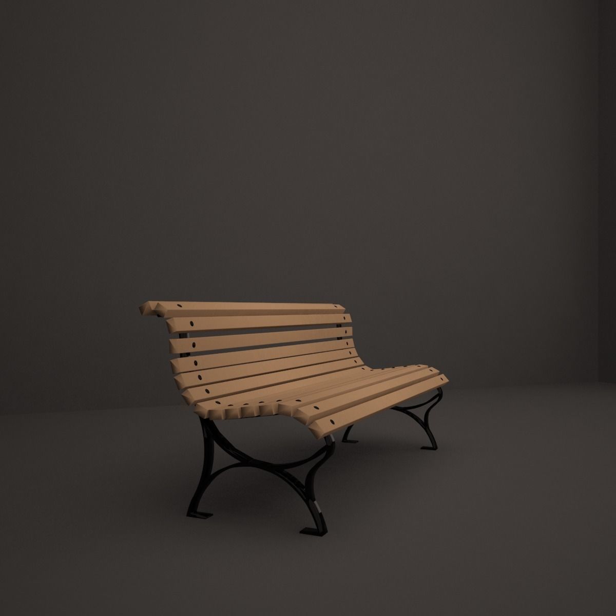 bench park 3D model_0