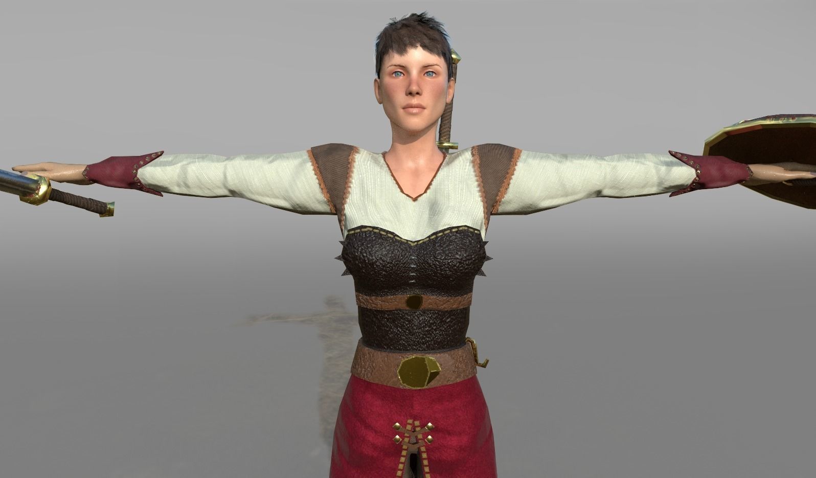 Game Ready Female Battler Low-poly 3D model_1
